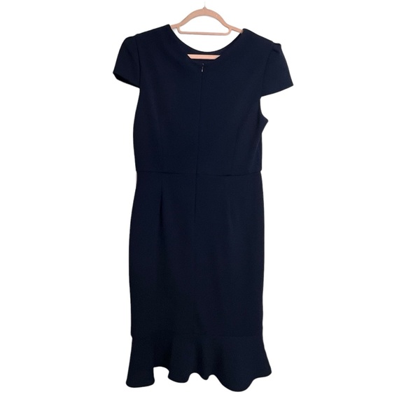 NWT BETSY JOHNSON FLOUNCE SCUBA SHEATH DRESS FEMININE RUFFLE CHIC OFFICEWEAR  12 - Picture 3 of 10